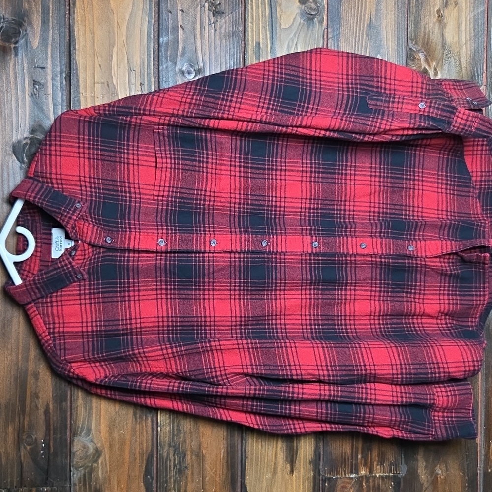 Croft & Barrow 100% Cotton Red and Black Checkered Flannel Men's Shirt